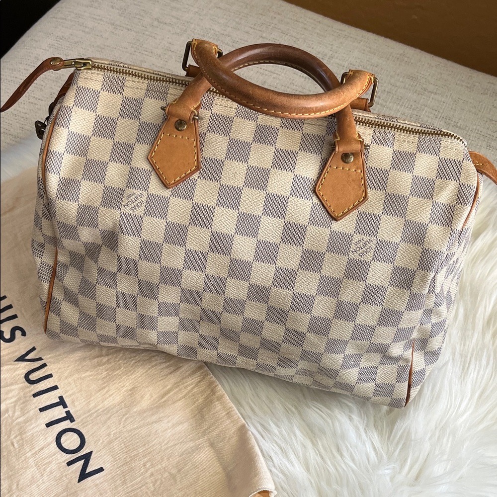 Louis Vuitton Damier Azur Speedy 30 in Cream and Tan